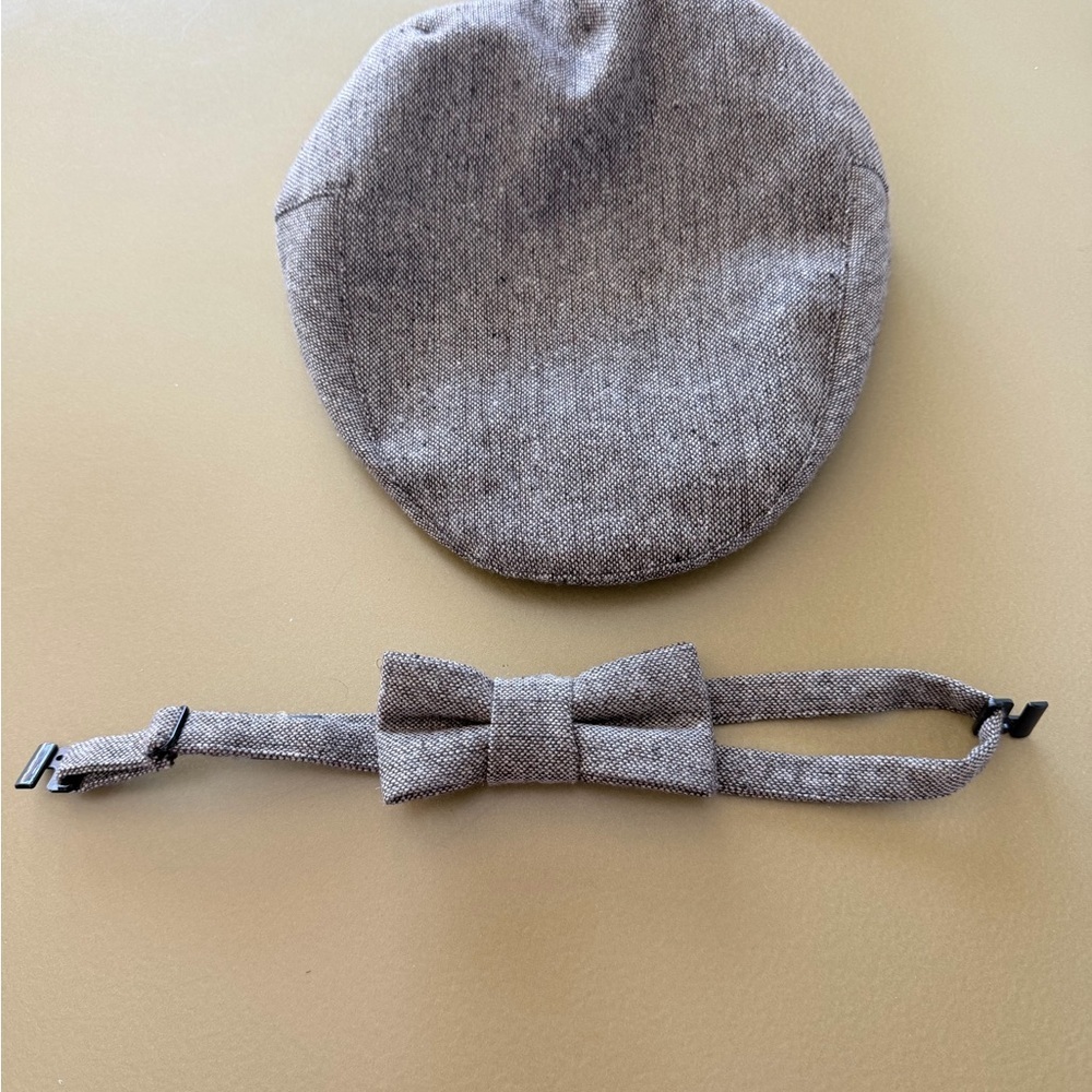 New Classic Herringbone Kids Flat Cap and Bow Tie Set